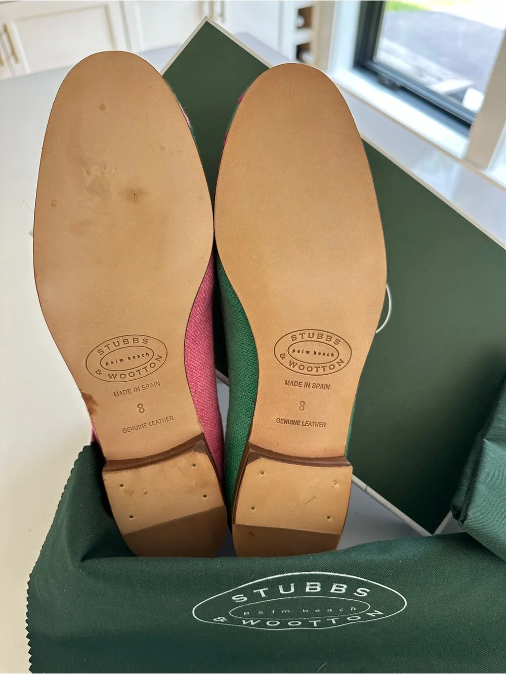 Stubbs & Wootton Pink and Green Floral Embroidered Slip-On Loafers - Picture 3 of 7